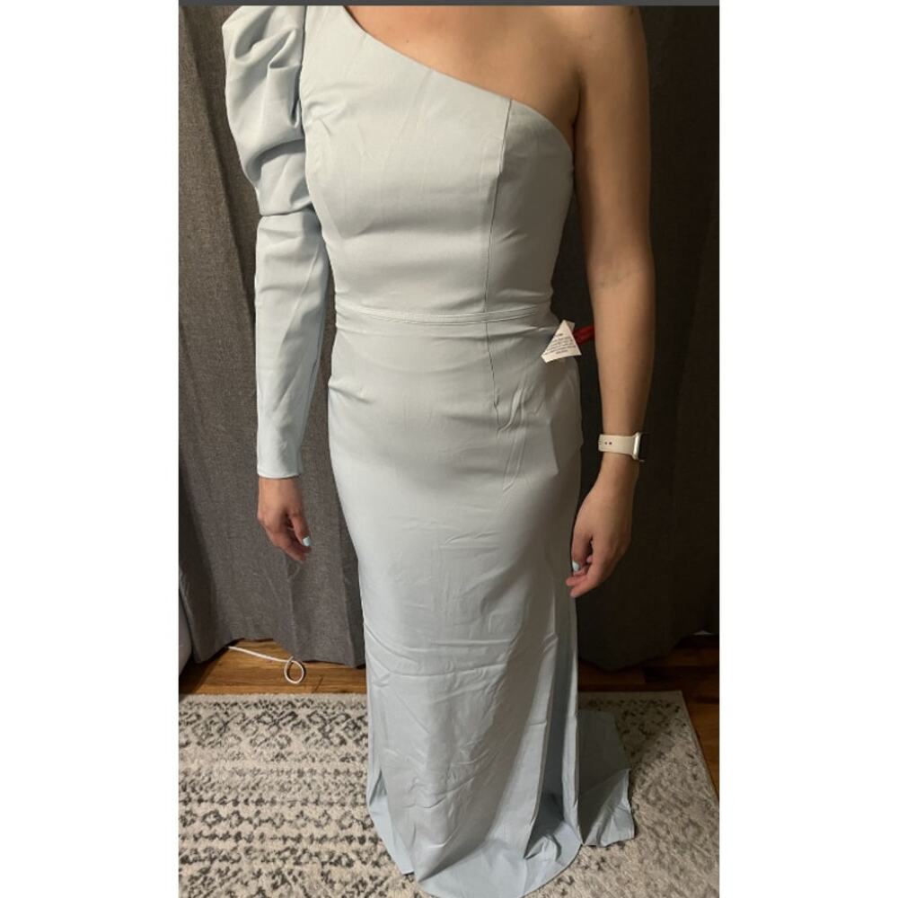 NWT Leena Mac Duggal Asymmetric One Shoulder Wedding Dress Gown Bridal 4 White - Picture 12 of 12